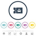 Taxi discount coupon flat color icons in round outlines