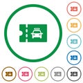 Taxi discount coupon flat icons with outlines