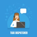 Taxi Dispatcher Banner Template, City Public Transportation Service, Taxi Car Online Ordering Vector Illustration