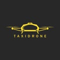Taxi done logo mockup, innovation air city transport technology concept taxidrone service yellow emblem Royalty Free Stock Photo