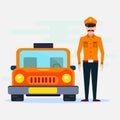 Man taxi driver vector illustration in flat style Royalty Free Stock Photo