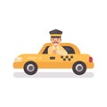 Taxi driver in a car. Profession flat character illustration