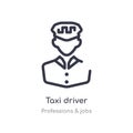 taxi driver outline icon. isolated line vector illustration from professions & jobs collection. editable thin stroke taxi driver