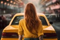 Taxi driver woman. Generate Ai Royalty Free Stock Photo