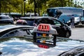 Taxi driving through the streets of Pari