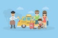 Taxi for family. Royalty Free Stock Photo
