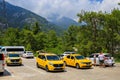 Taxi in the foothills of Tahtali. Illustrative editorial. August 9, 2022 mountain near Kemer, Turkey