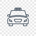 Taxi Fron View concept vector linear icon isolated on transparent background, Taxi Fron View concept transparency logo in outline