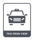 taxi fron view icon in trendy design style. taxi fron view icon isolated on white background. taxi fron view vector icon simple