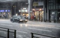 Taxi in heavy rain