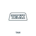 Taxi icon. Outline thin line style from airport icons collection. Pixel perfect Taxi icon for web design, apps, software Royalty Free Stock Photo