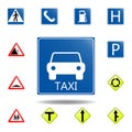 taxi icon. set of road signs icon for mobile concept and web apps. colored taxi icon can be used for web and mobile