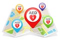 AED Machine Automated External Defibrillator Map pointer Location Destination on map