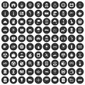 100 taxi icons set black circle