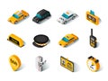 Taxi isometric icons set Royalty Free Stock Photo