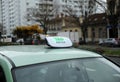 Taxi car waiting passengers in town of France Royalty Free Stock Photo