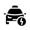 Taxi and lightning black glyph ui icon