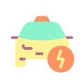 Taxi and lightning flat color ui icon