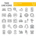 Taxi line icon set, car symbols collection, vector sketches, logo illustrations, cab signs linear pictograms package Royalty Free Stock Photo