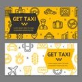 Taxi Line Service Flyer Banner Posters Card Set. Vector