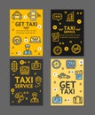 Taxi Line Service Flyer Banner Posters Card Set. Vector