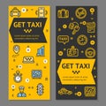 Taxi Line Service Flyer Banner Posters Card Set. Vector Royalty Free Stock Photo