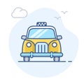 Taxi line vector icon, cab outline illustration.