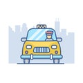 Taxi line vector icon, cab outline illustration. Royalty Free Stock Photo