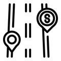 Taxi location road icon outline vector. Map booking