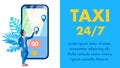 Taxi Mobile Application Flat Vector Banner Layout Royalty Free Stock Photo