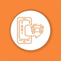 Taxi mobile application in smartphone color glyph icon. Royalty Free Stock Photo