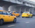 taxi moves on the city street Royalty Free Stock Photo