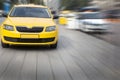 Taxi moves on the city street Royalty Free Stock Photo