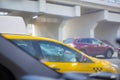 Taxi moves on the city street Royalty Free Stock Photo