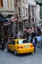 Taxi in Narrow Street in Istanbul