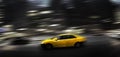 Taxi at Night in Busy City Street Dark Fast Driving Transportation Selective Color Royalty Free Stock Photo