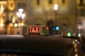 A taxi at night