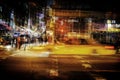 taxi night view of the city motion blur poster halftone Royalty Free Stock Photo