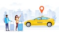 Taxi order or ride hailing app and location marker