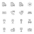 Taxi ordering service line icons set