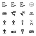 Taxi ordering service vector icons set