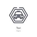 Taxi outline icon. isolated line vector illustration from signs collection. editable thin stroke taxi icon on white background Royalty Free Stock Photo