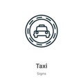 Taxi outline vector icon. Thin line black taxi icon, flat vector simple element illustration from editable signs concept isolated Royalty Free Stock Photo