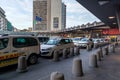 Taxi parking in front of the central station of Naples, piazza Garibaldi Royalty Free Stock Photo