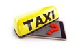 Taxi phone question mark on a white background 3D illustration, 3D rendering Royalty Free Stock Photo