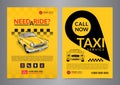 Taxi pickup service design layout templates. A4 call taxi concept flyer.