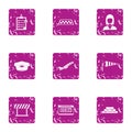 Taxi rank icons set, grunge style