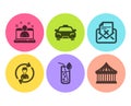 Taxi, Reject letter and Human resources icons set. Water glass, Best manager and Carousels signs. Vector