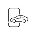 Taxi, rent or car sharing app. Smartphone and side view of car. Pixel perfect icon Royalty Free Stock Photo