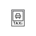 Taxi road sign line icon